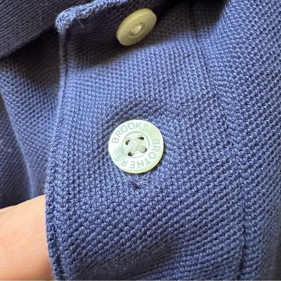 Brooks Brothers 346 Navy Blue Performance Polo Long Sleeve Shirt M Logo Collared - Picture 5 of 10